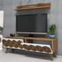Hanah Home Mueble TV Nogal Diseño Floral Moderno Elegante con Almacenamiento 120cm